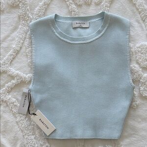 Babaton Light Blue Ribbed Tank Top